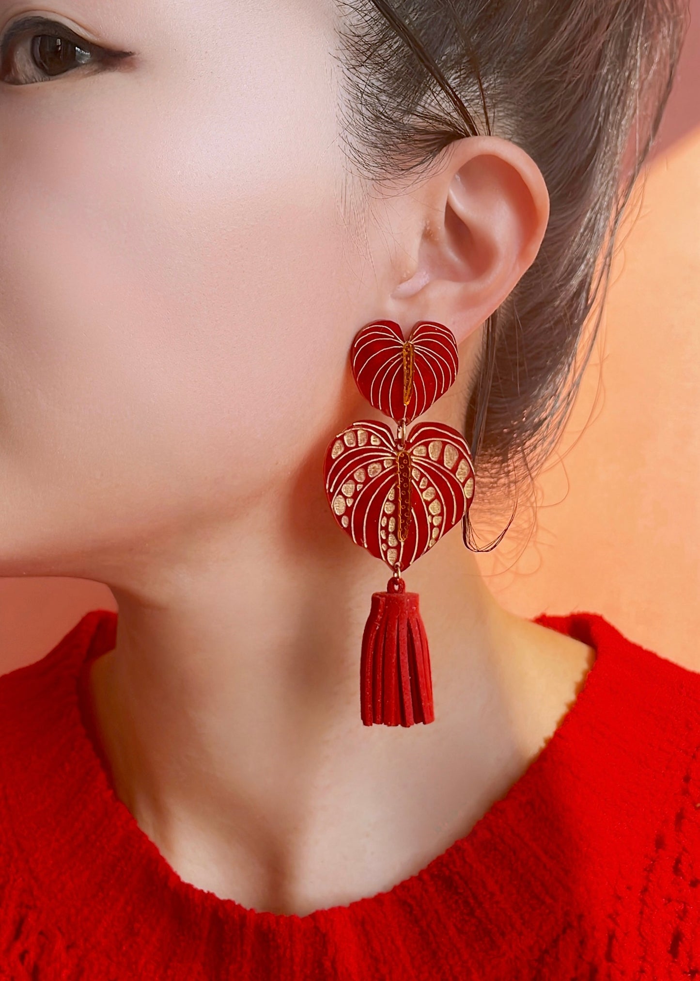 Flamingo Flower Tassels Earrings
