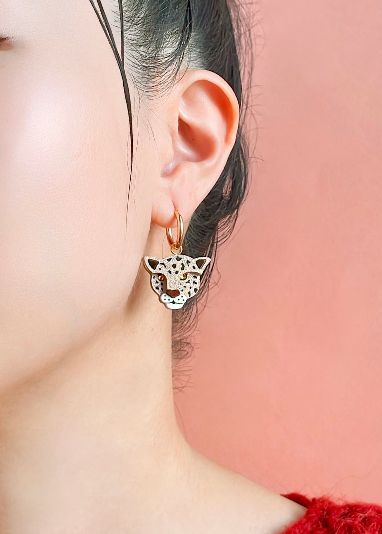 Gold Leopard Hoops