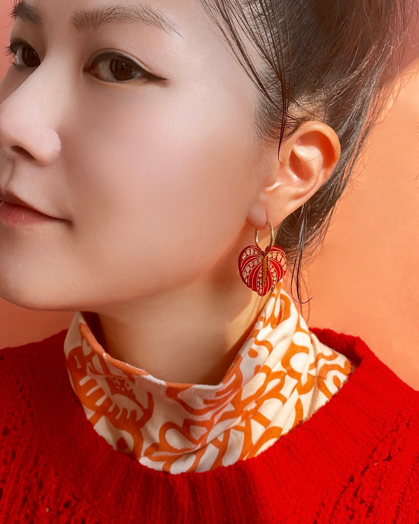 Flamingo Flower Hoops Earrings