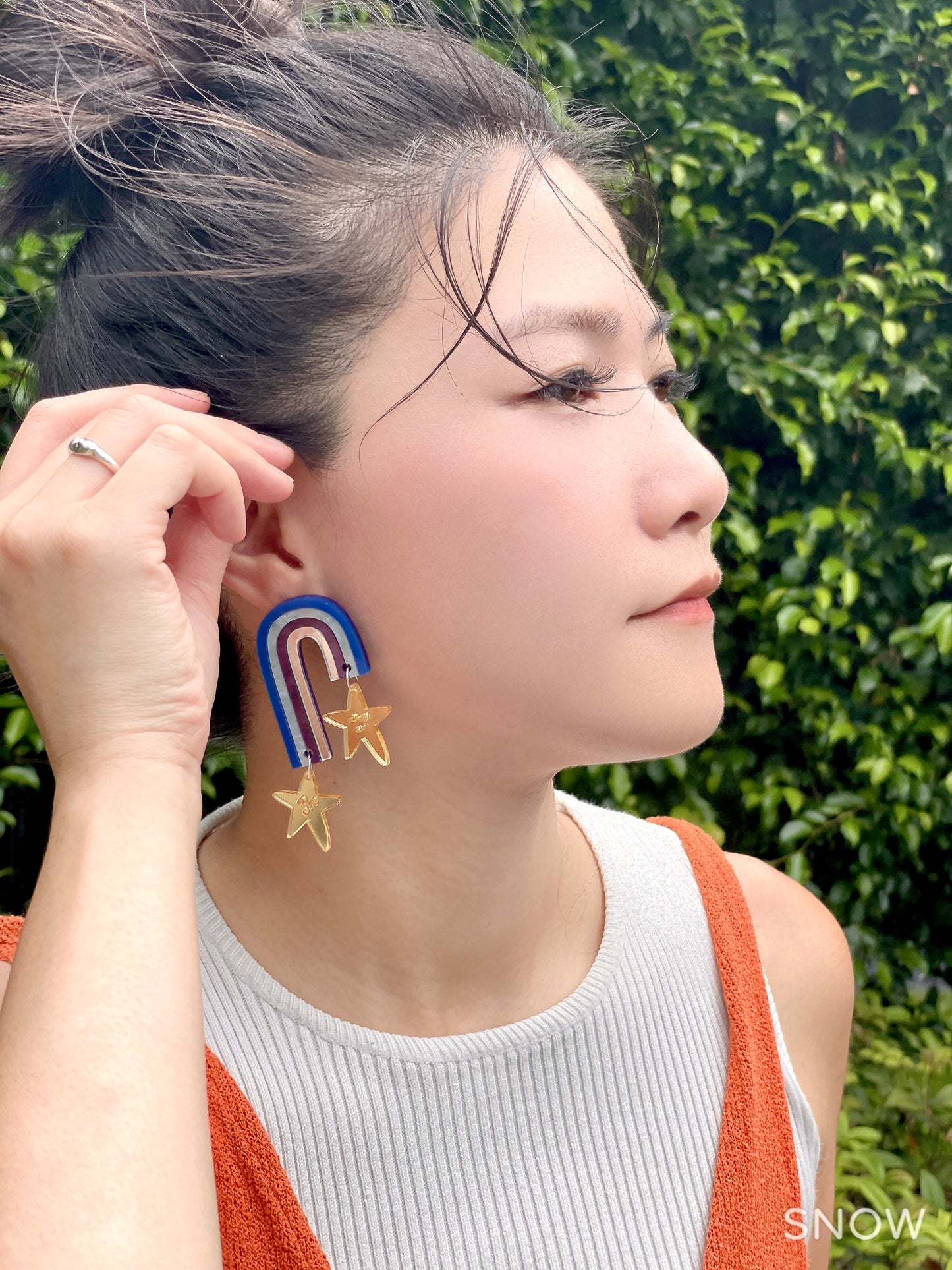 Blue Rainbow Star Earrings