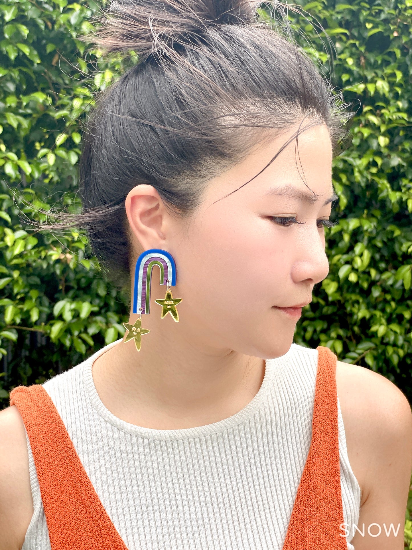 Blue Rainbow Star Earrings