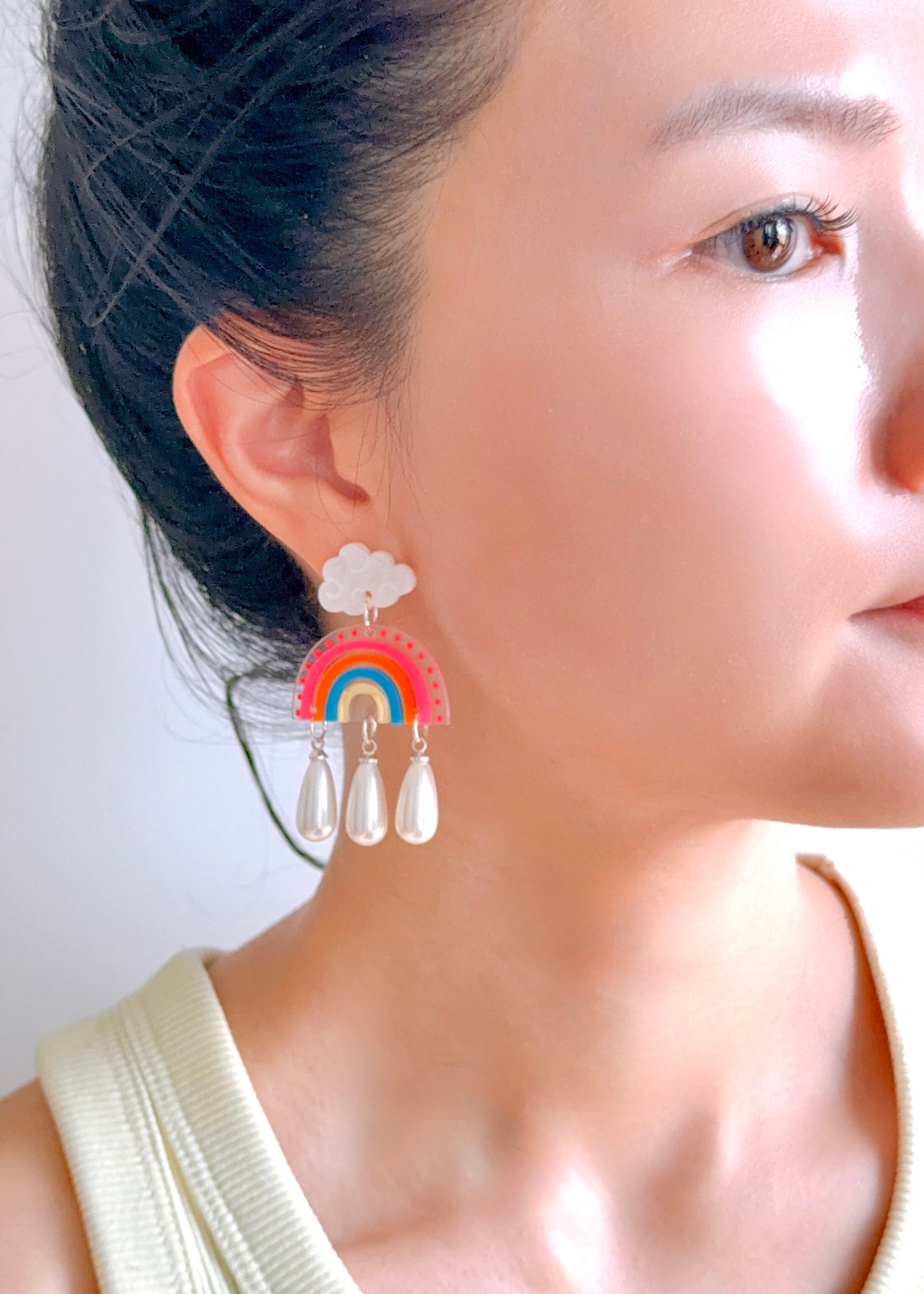 Rainbow Pearl Drop Earrings