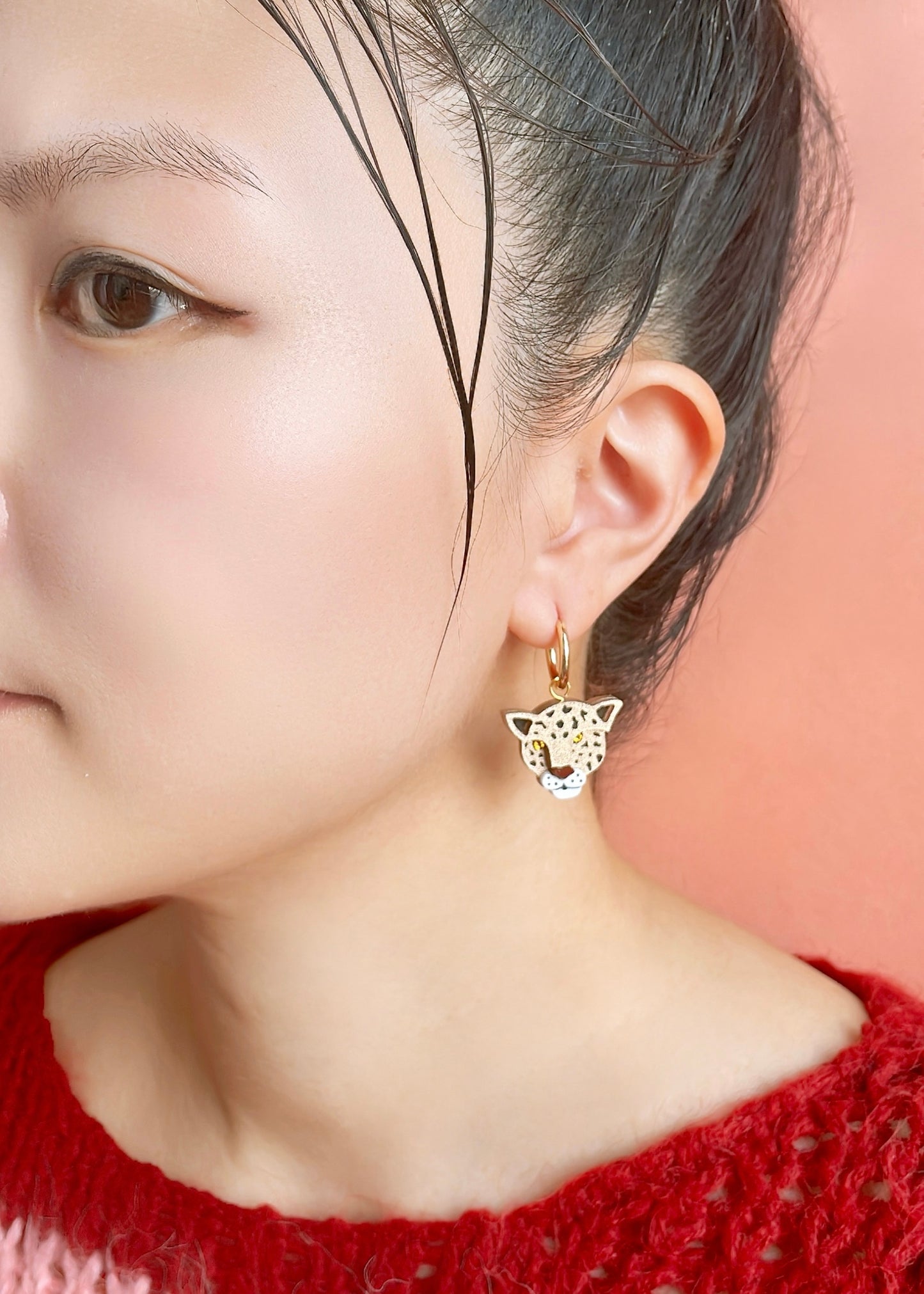 Gold Leopard Hoops