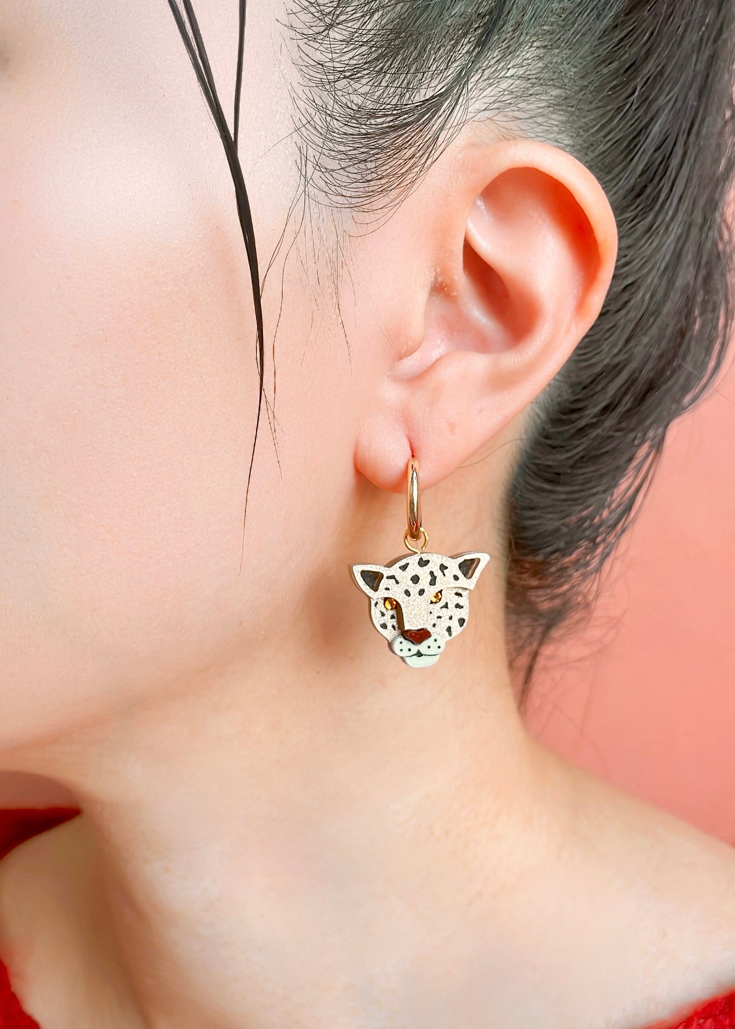Gold Leopard Hoops