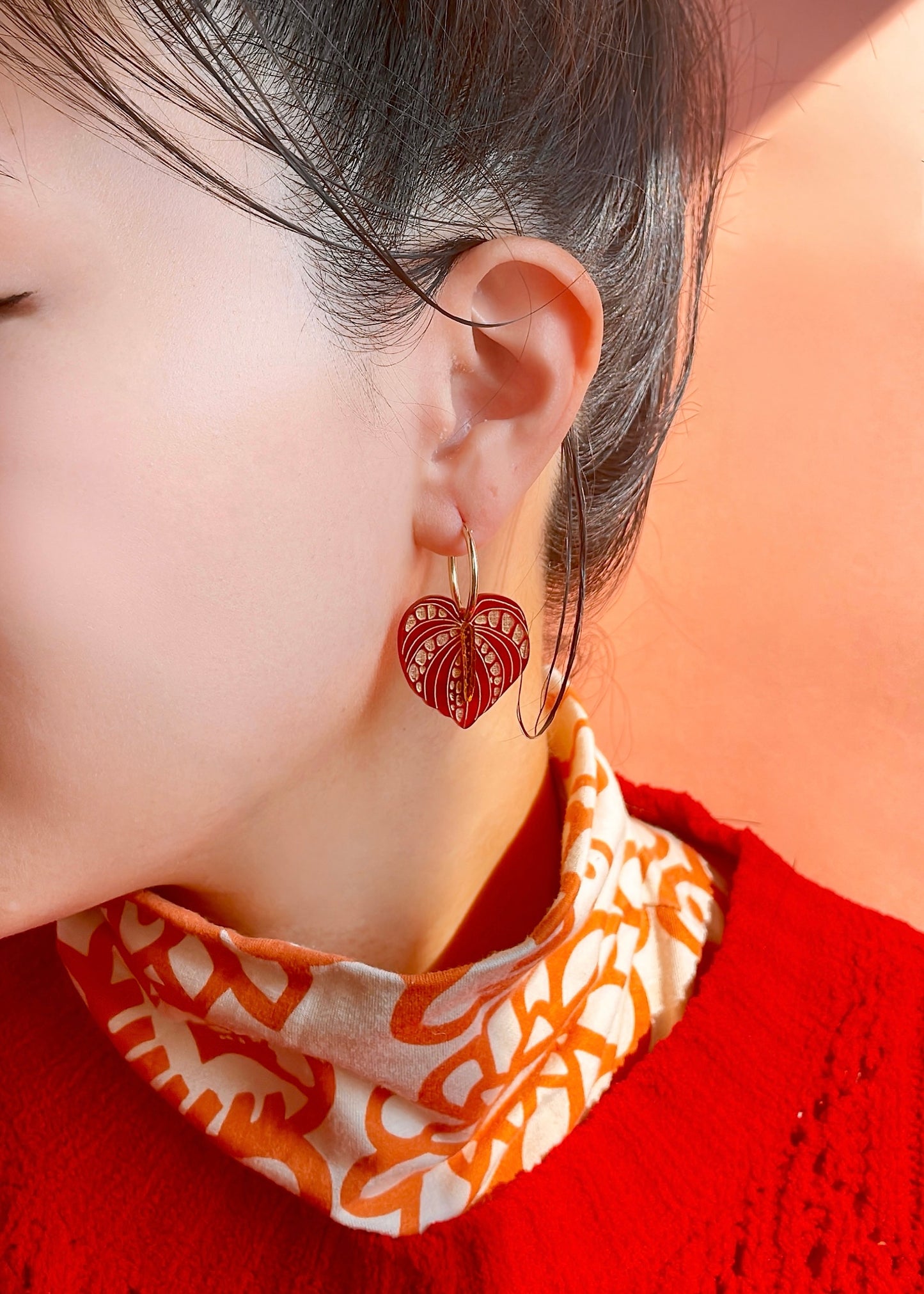 Flamingo Flower Hoops Earrings
