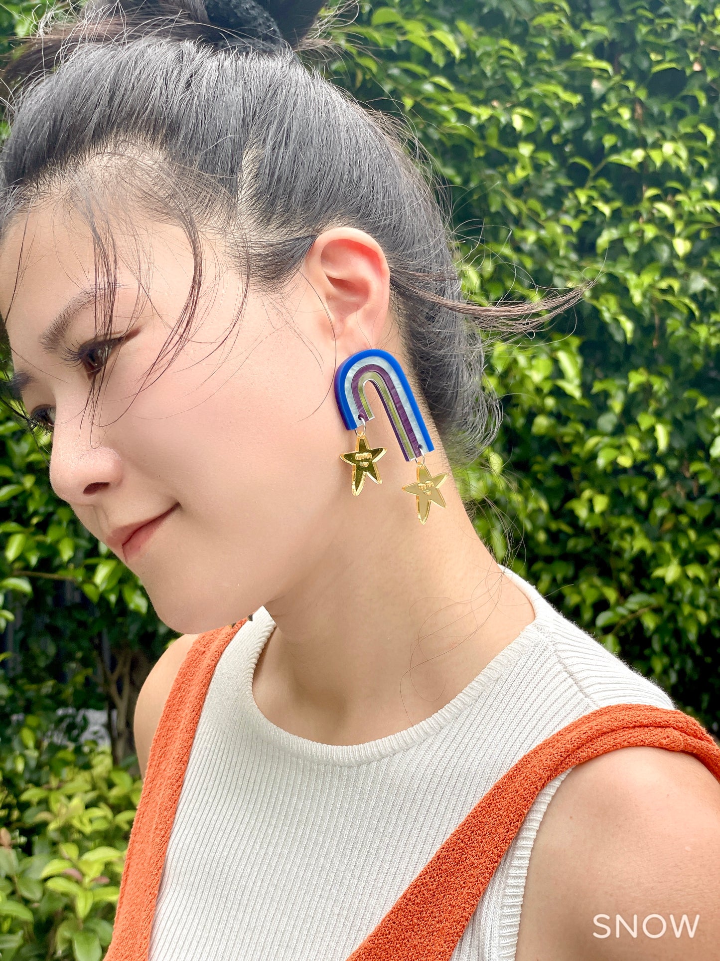 Blue Rainbow Star Earrings