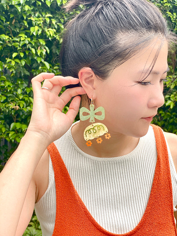 Egg Yolk Yellow Flower Earrings