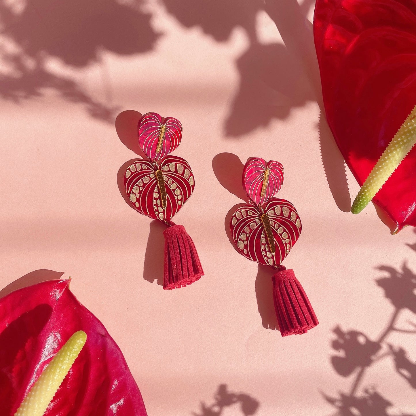 Flamingo Flower Tassels Earrings