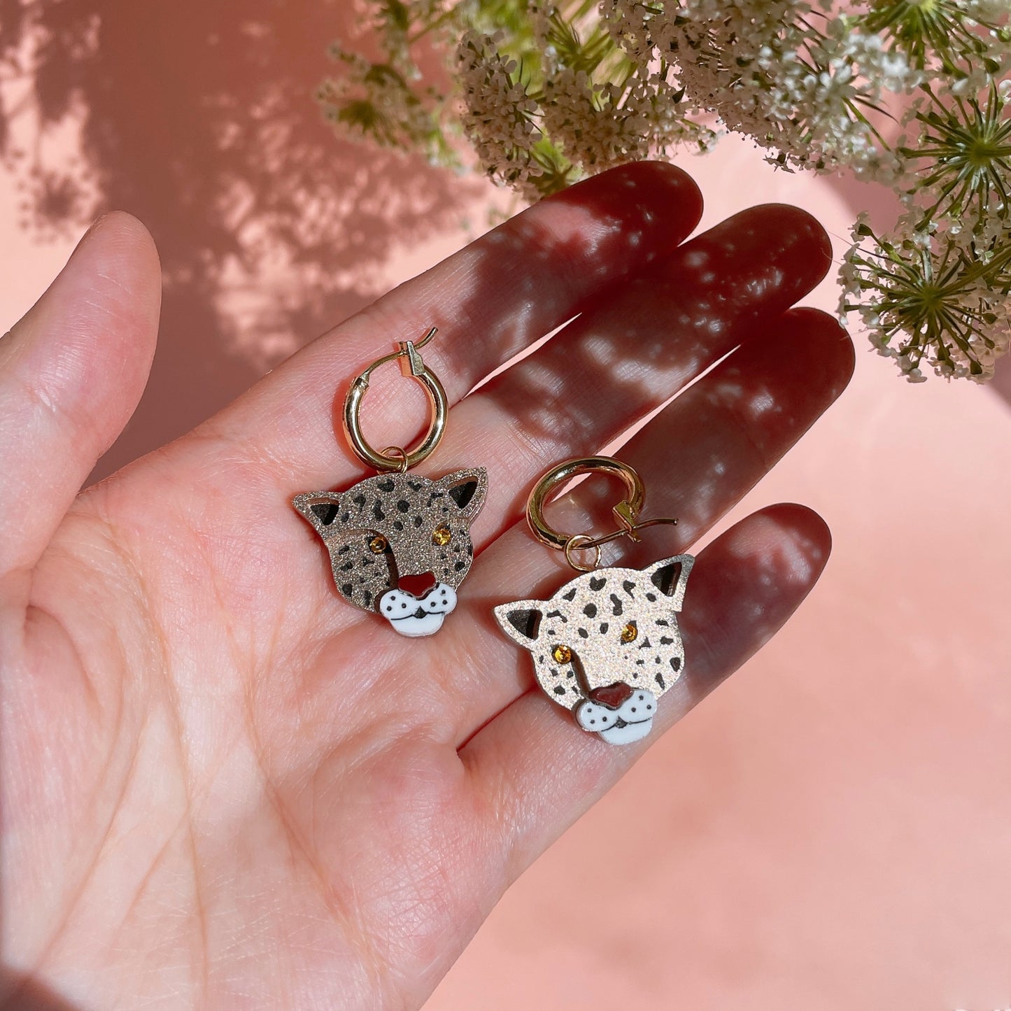 Gold Leopard Hoops