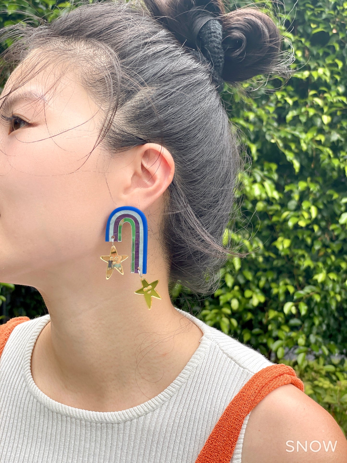 Blue Rainbow Star Earrings