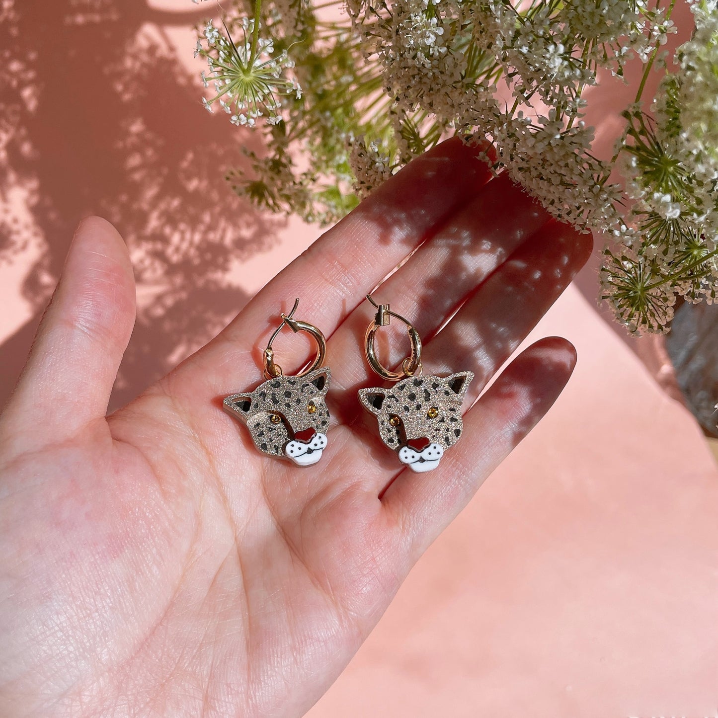 Gold Leopard Hoops