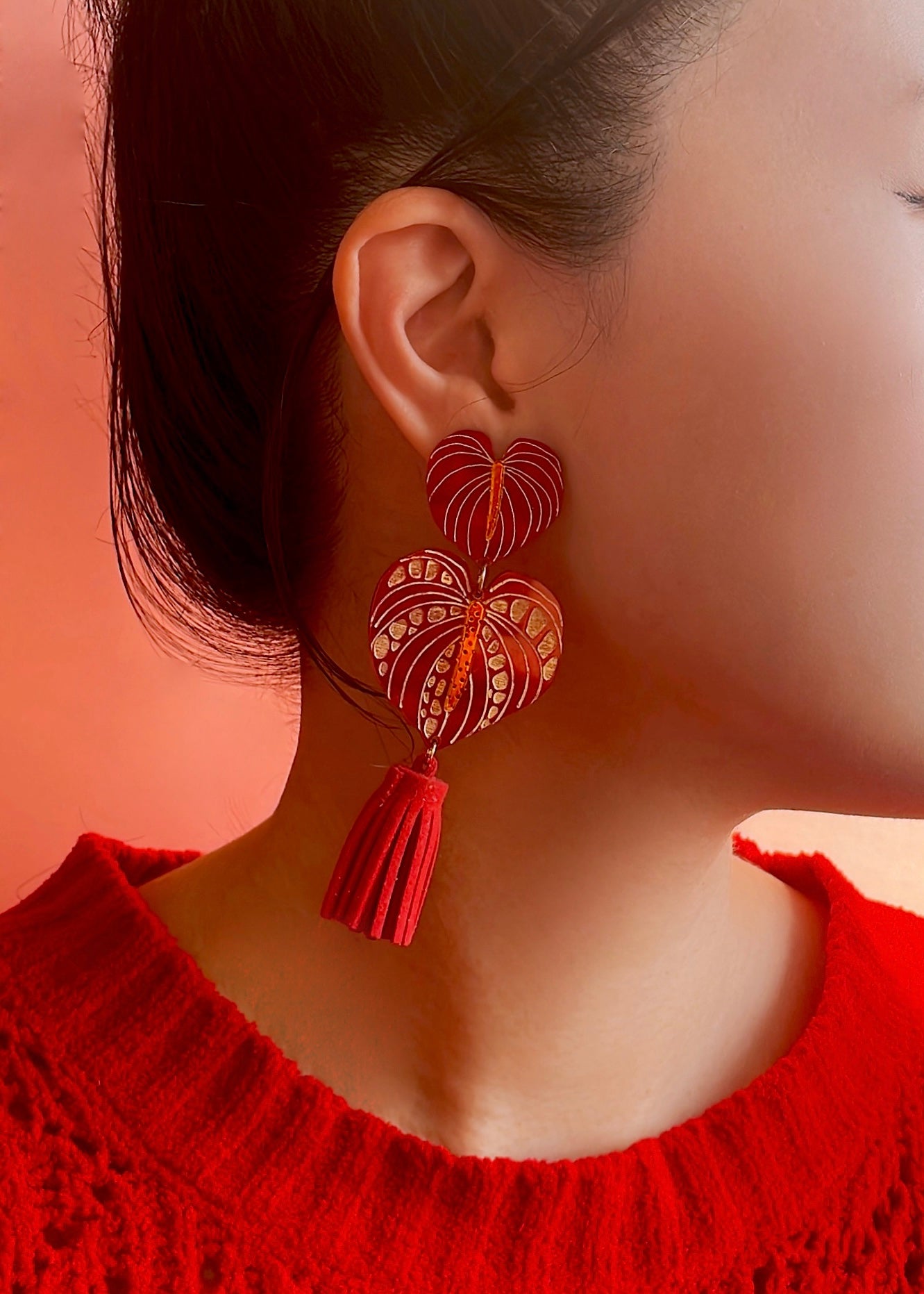 Flamingo Flower Tassels Earrings