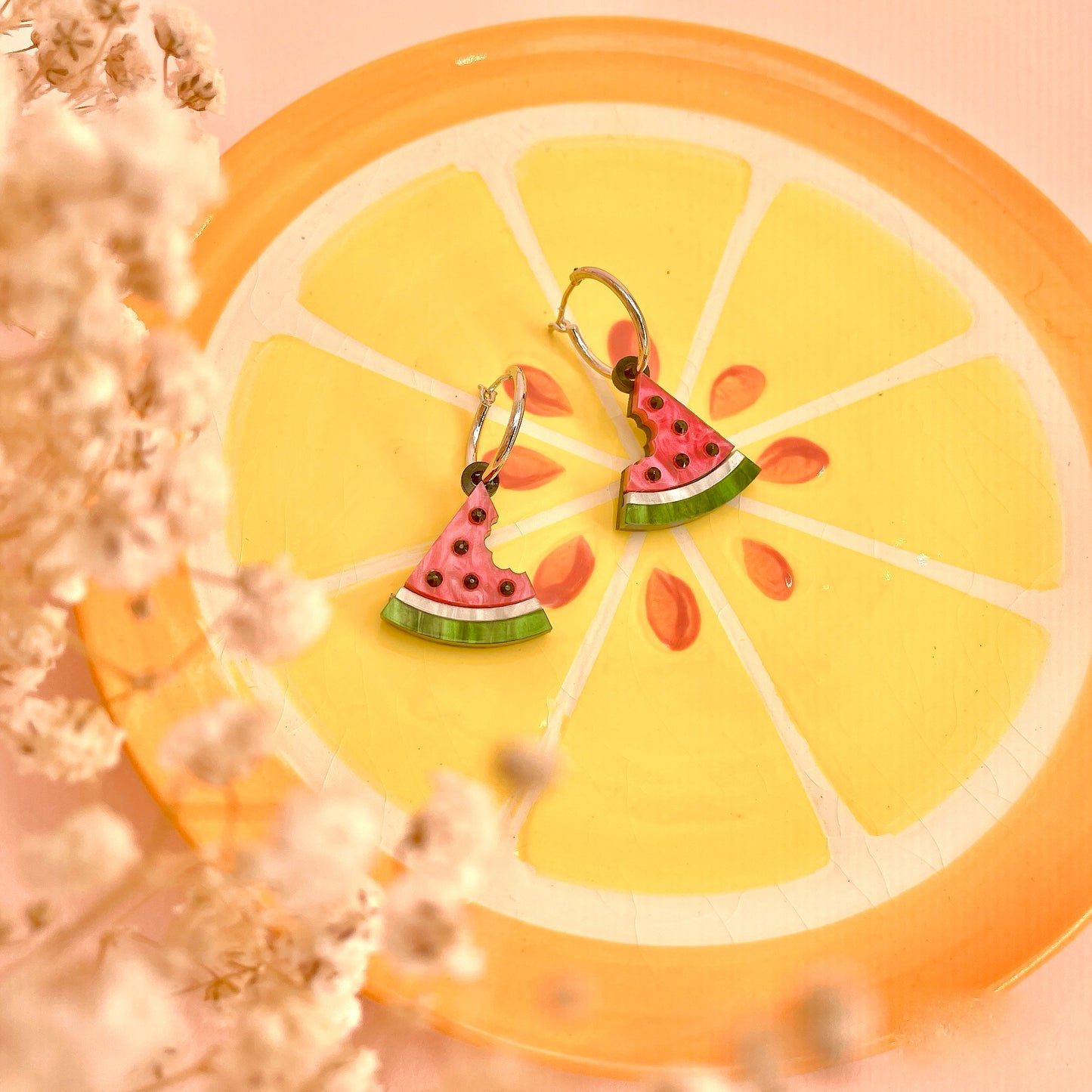 Water Melon Hoop Earrings