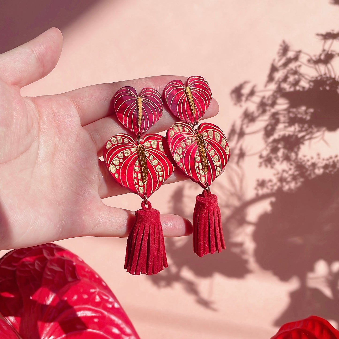 Flamingo Flower Tassels Earrings