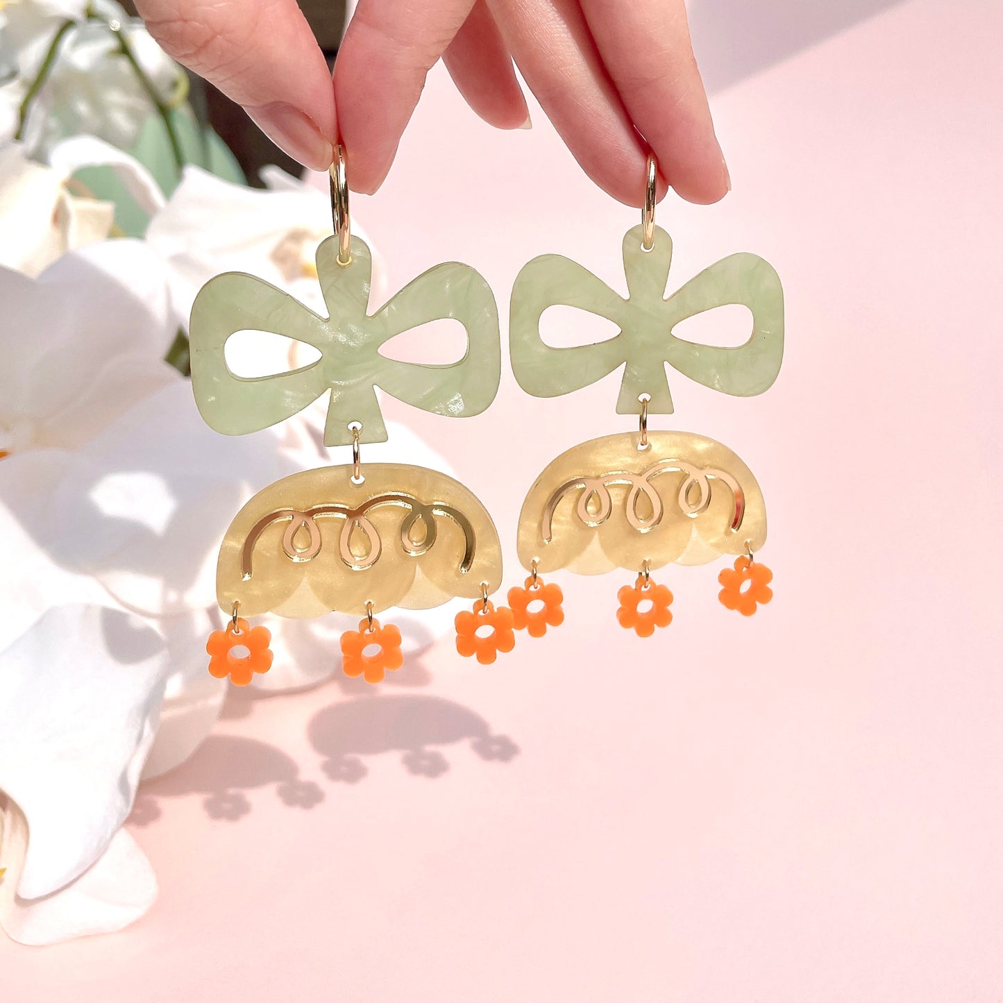 Egg Yolk Yellow Flower Earrings