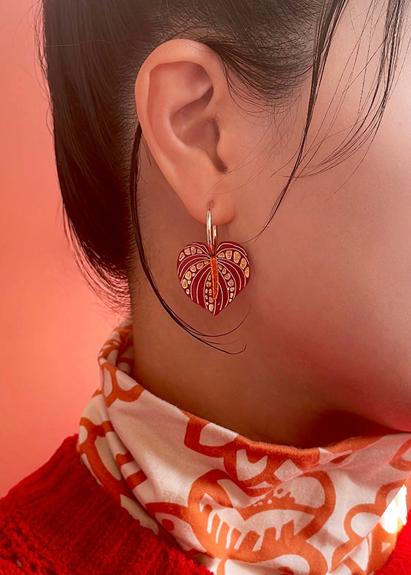 Flamingo Flower Hoops Earrings