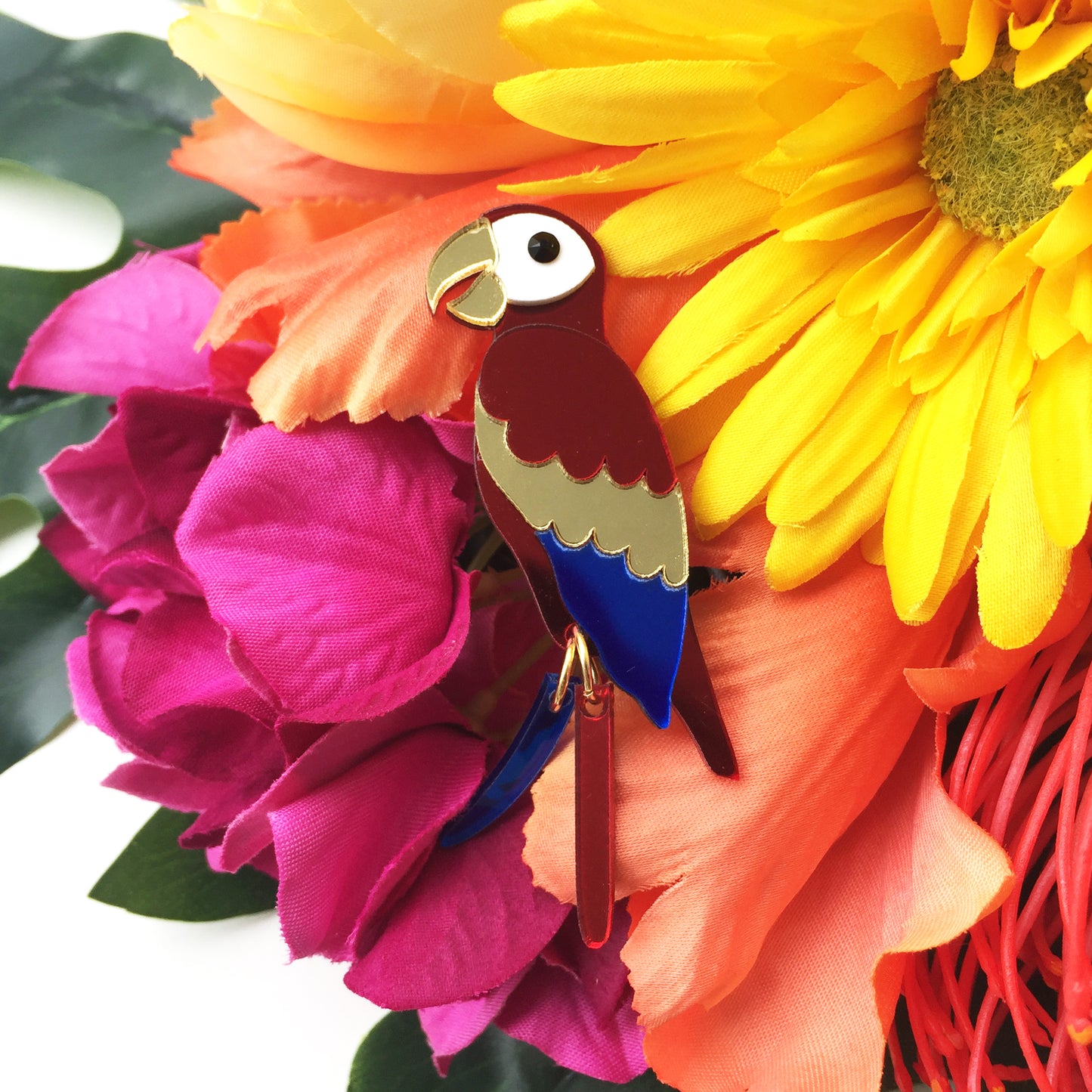 Scarlet Macaw Brooch