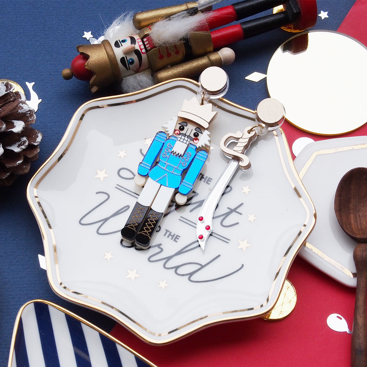 Nutcracker Earrings (Blue)