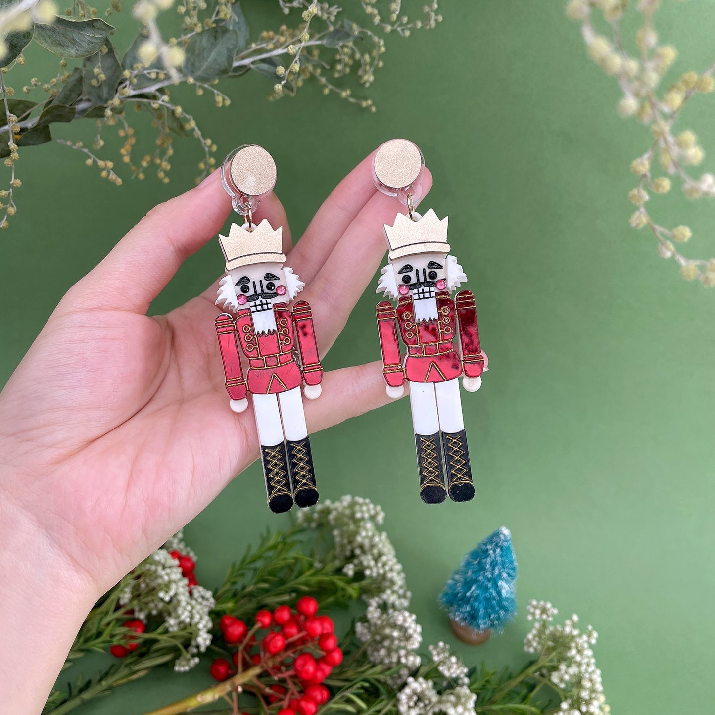 Nutcracker Dangle Earrings (Red)