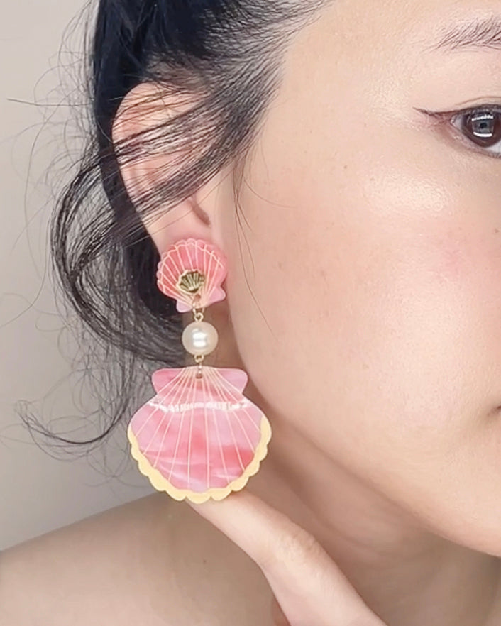 Marbel Shell Dangle Earrings