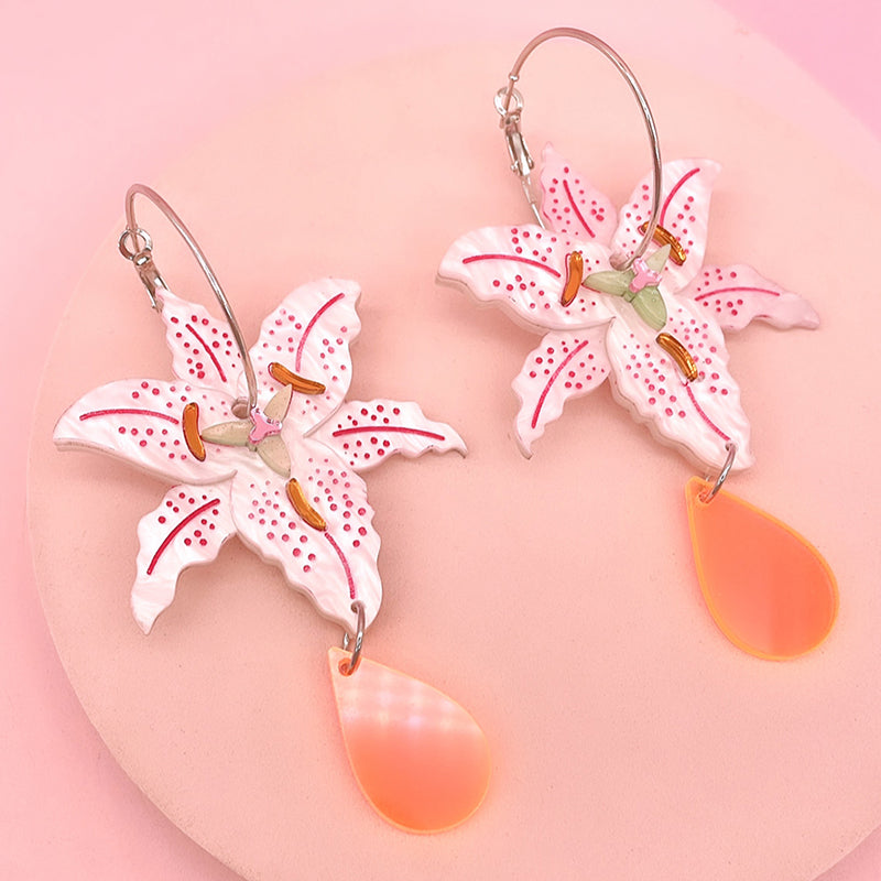 lily flower earrings Lily Dangle Hoop Earrings – FABcessories