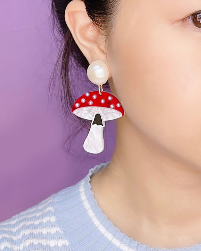Mushroom Pearl Earrings