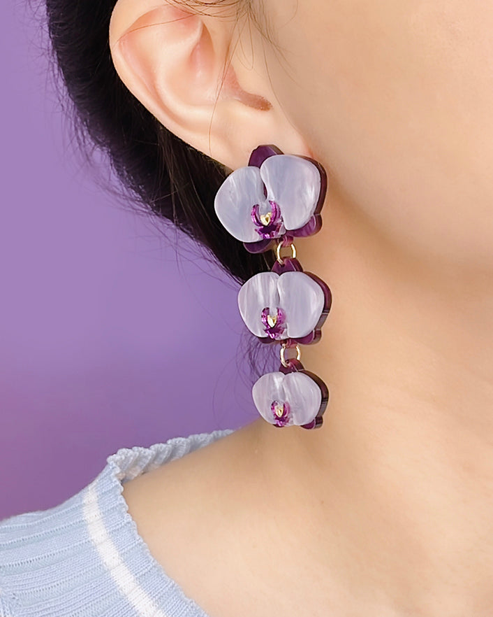 Mysterious Orchid Dangle Earrings