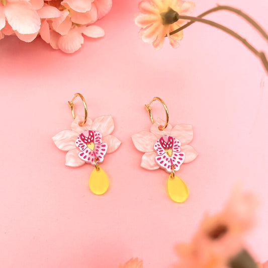 Orchid Hoop Earrings