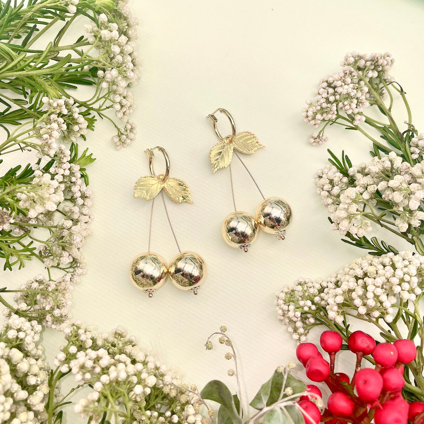 Golden Cherry Hoops
