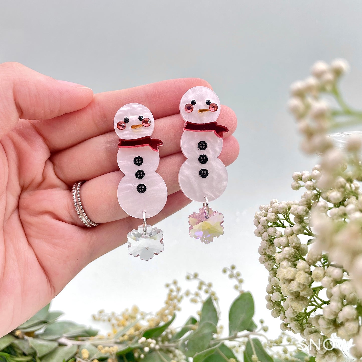 Snowman Snowflake Studs