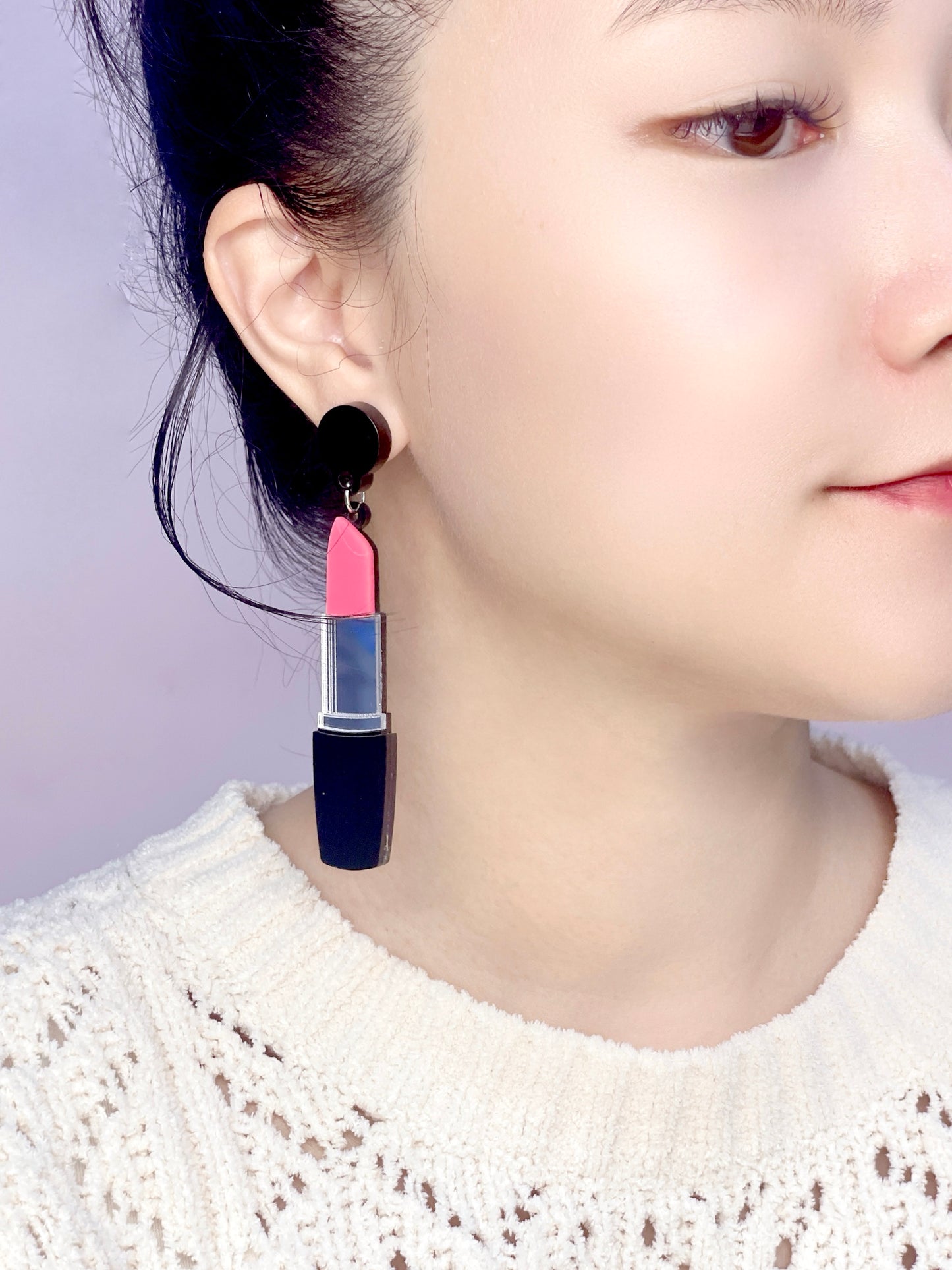Lipstick Earrings - Pink