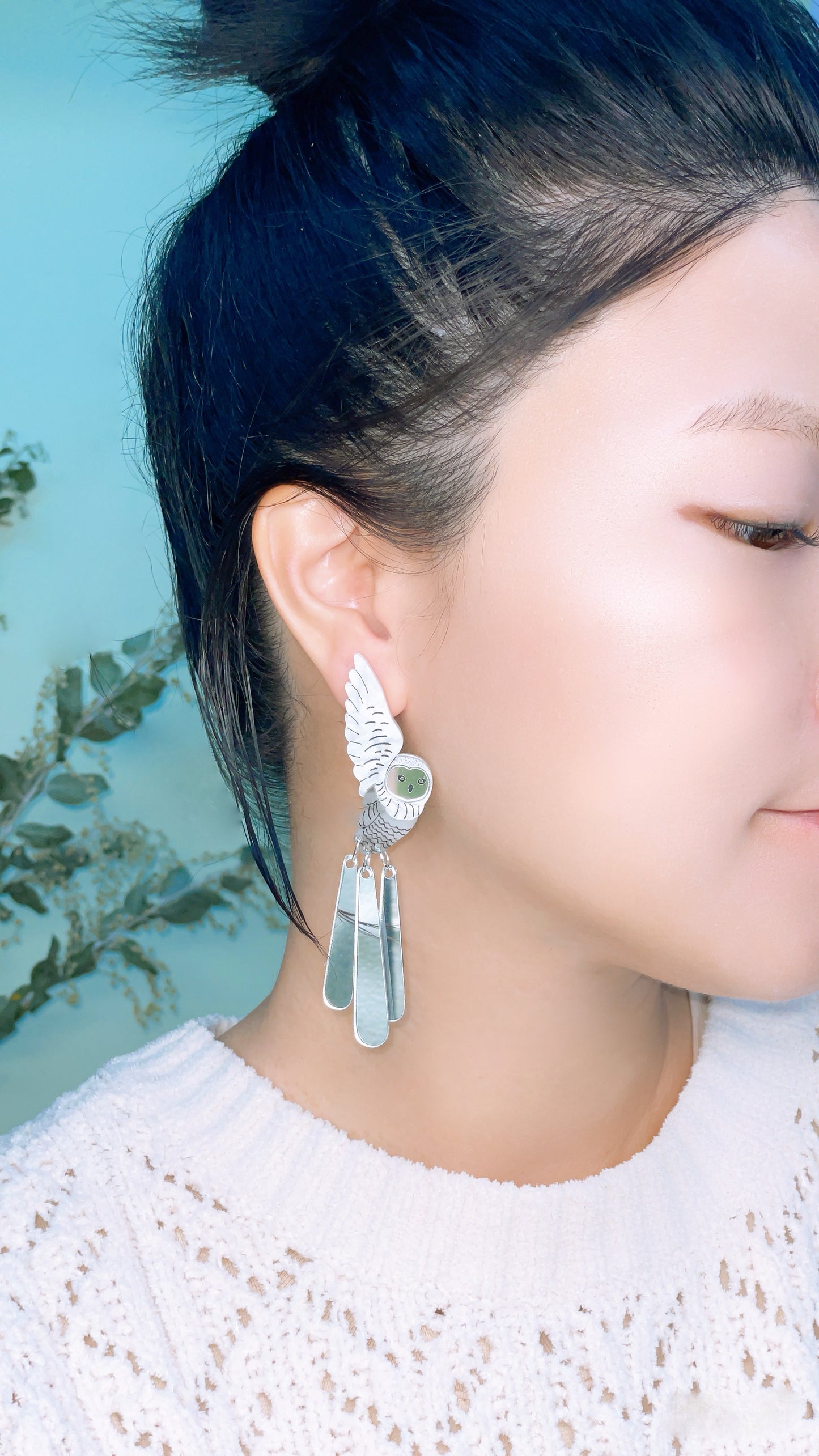 Snowy Owl Dangle Earrings