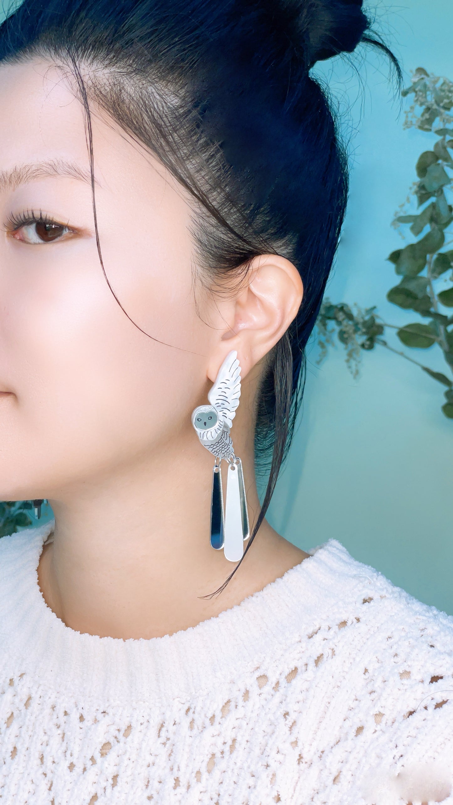 Snowy Owl Dangle Earrings