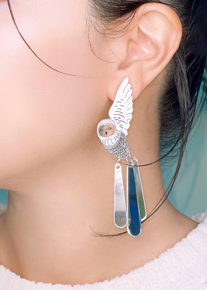 Snowy Owl Dangle Earrings