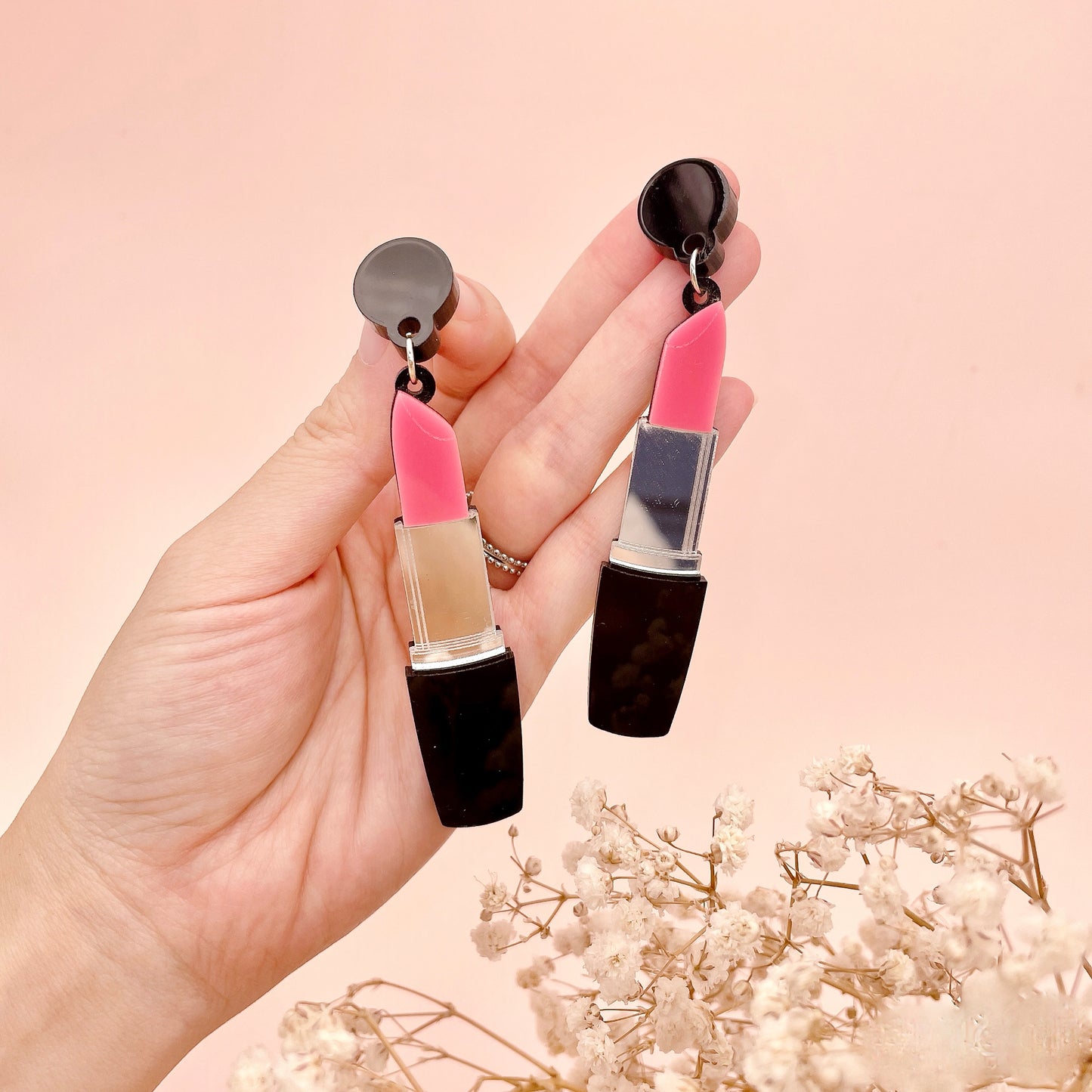 Lipstick Earrings - Pink