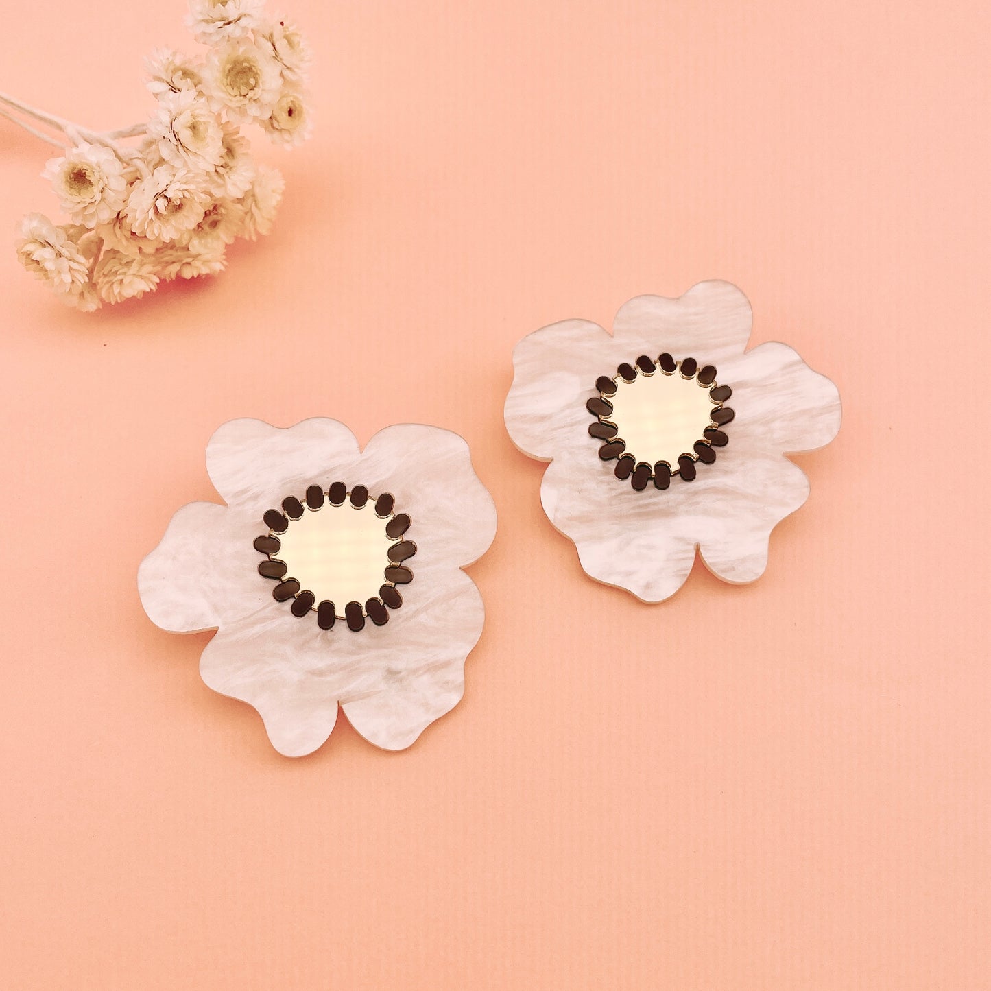 Poppy Flower Earrings (Ivory)