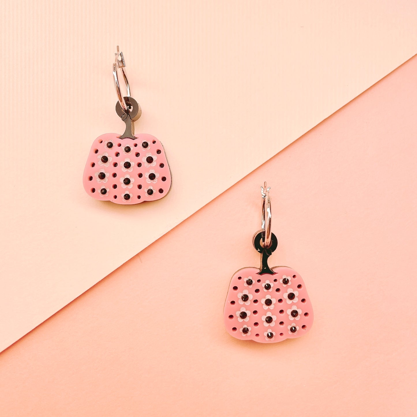 Pumpkin Hoop Earrings (Pink)