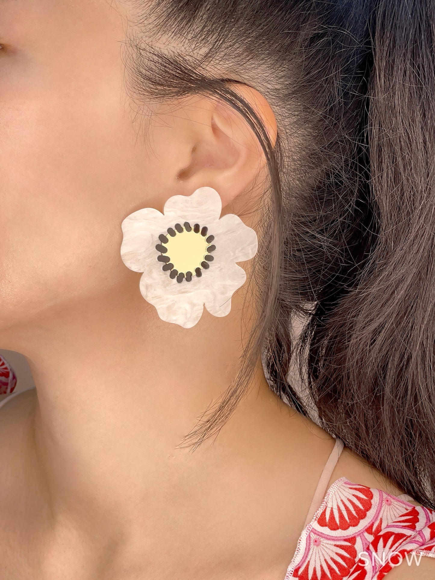 Poppy Flower Earrings (Ivory)
