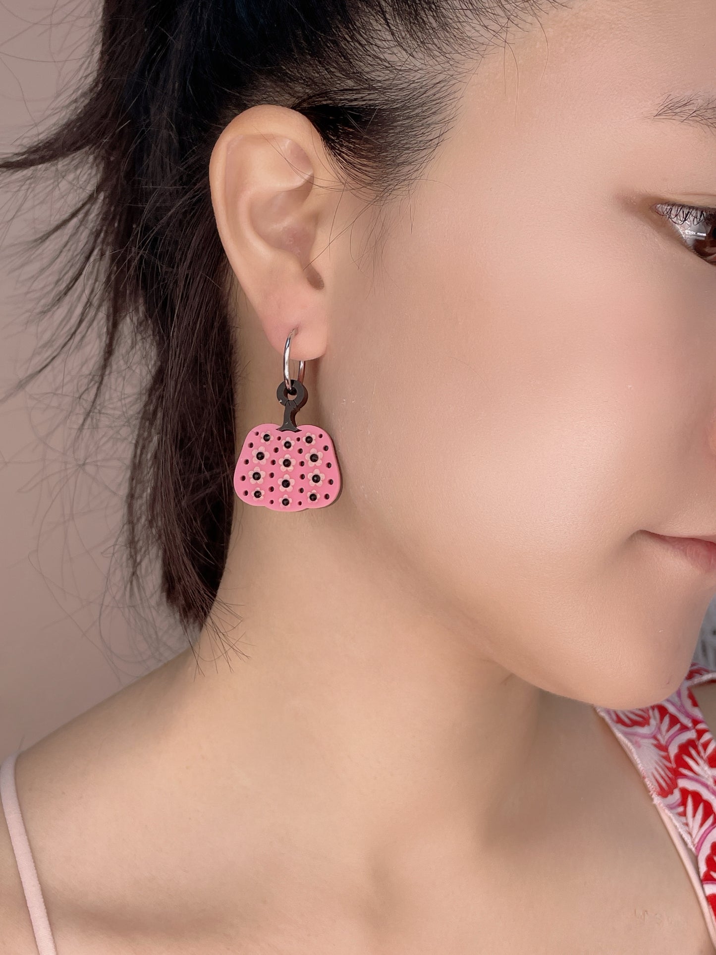 Pumpkin Hoop Earrings (Pink)