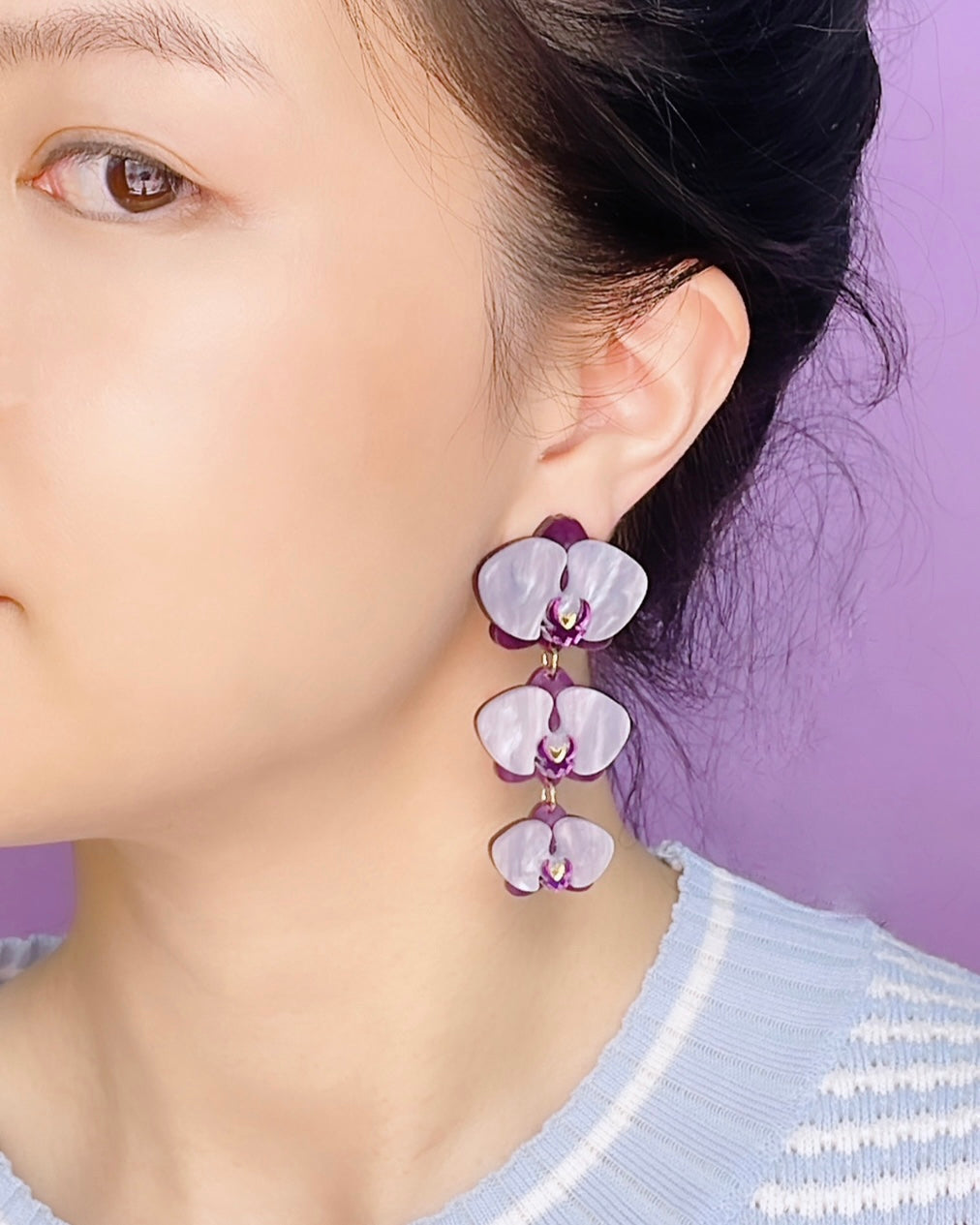Mysterious Orchid Dangle Earrings
