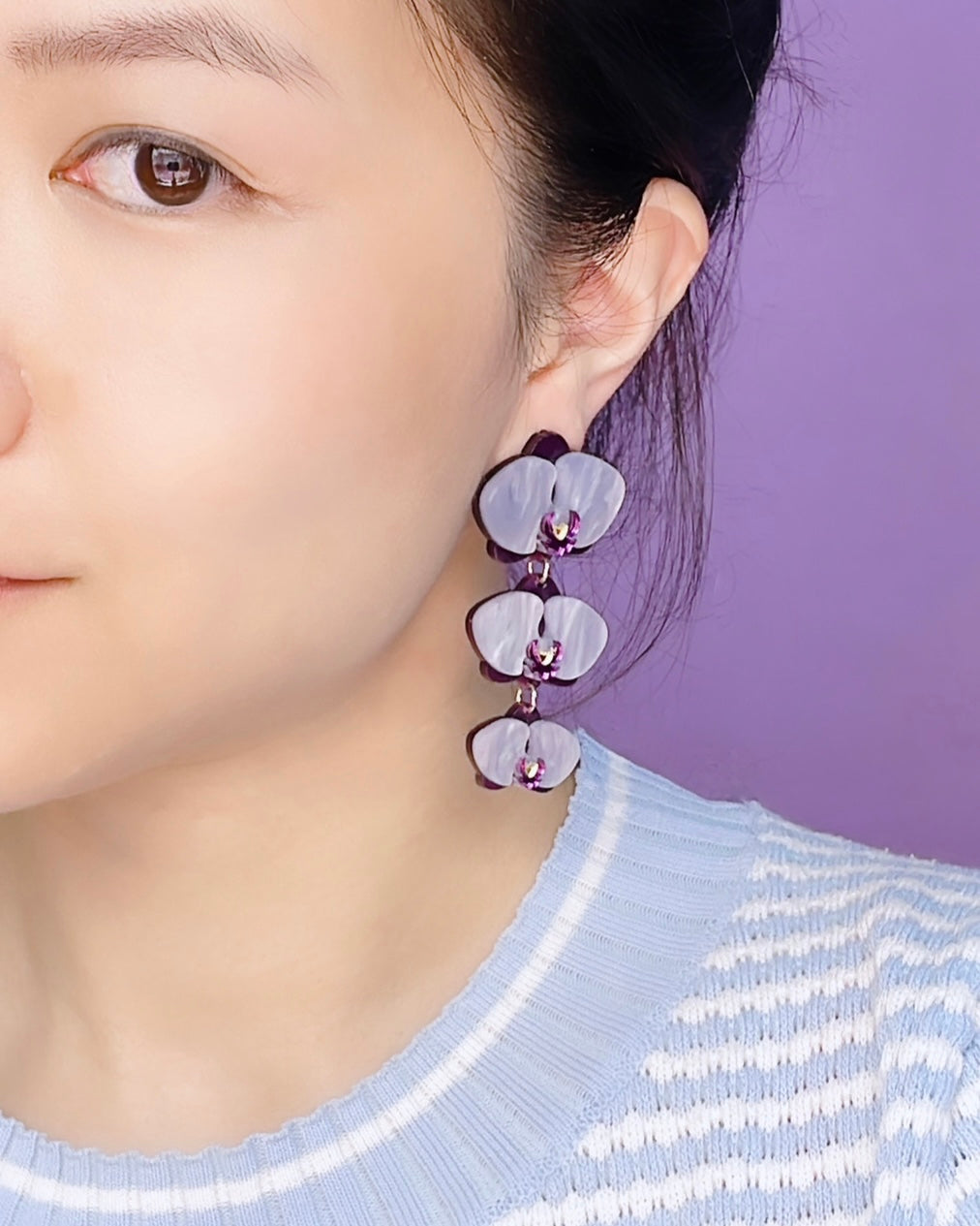 Mysterious Orchid Dangle Earrings