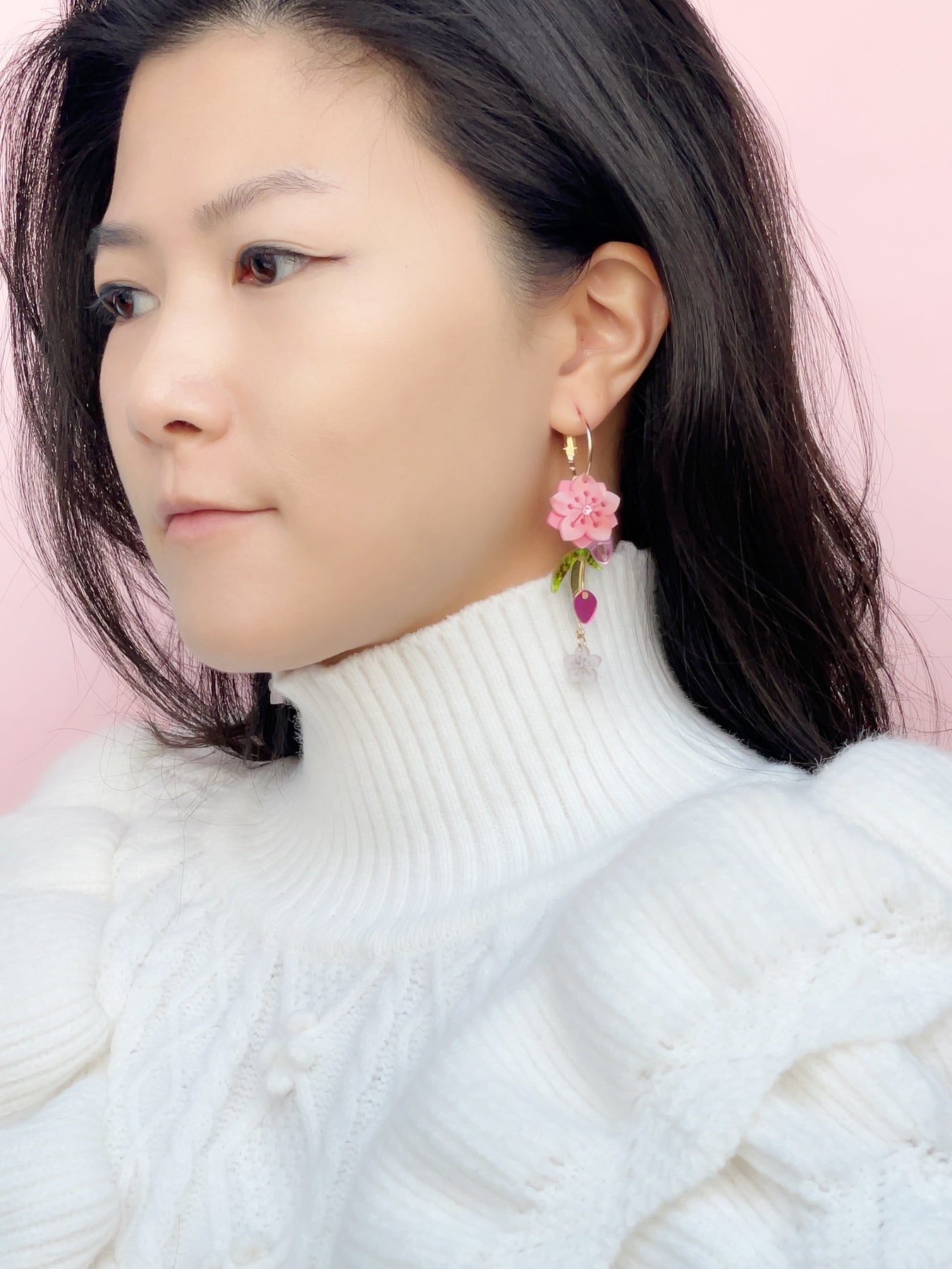 Peach Blossom Hoop Earrings (many ways)