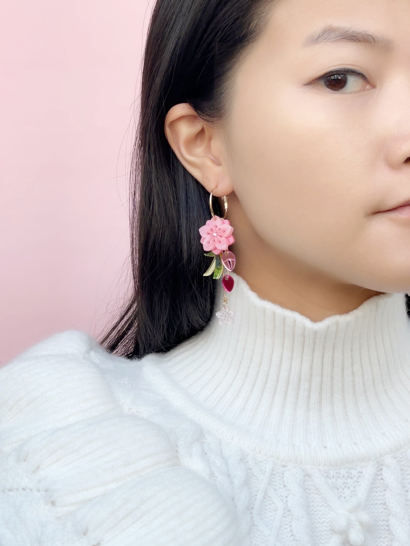 Peach Blossom Hoop Earrings (many ways)