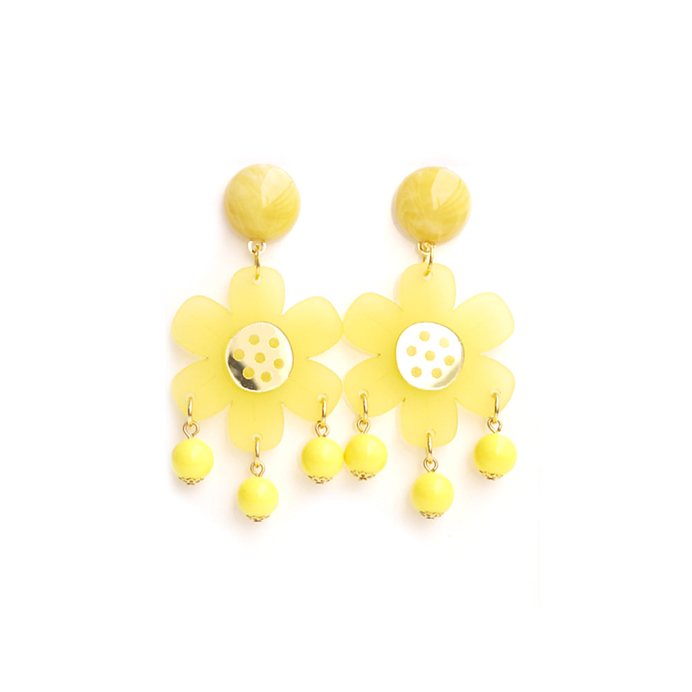 Yellow Flower Retro Earrings