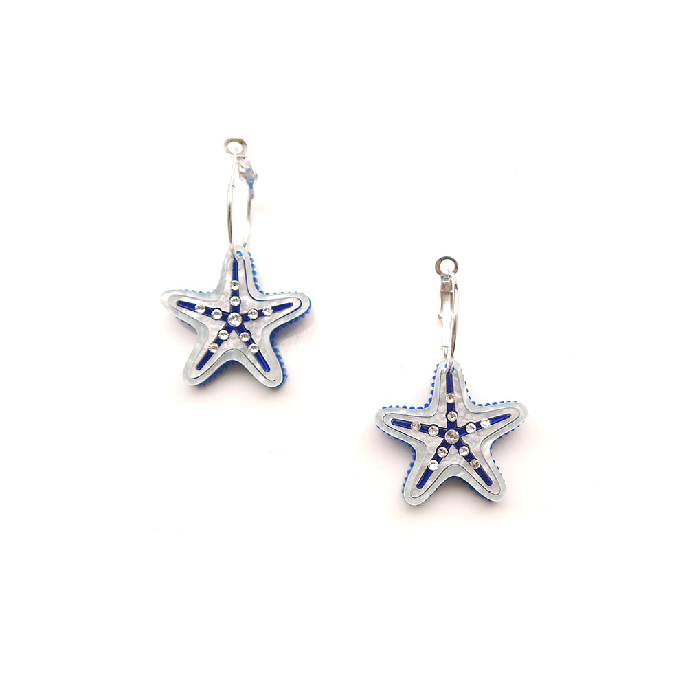 Star Fish Hoops (Blue)