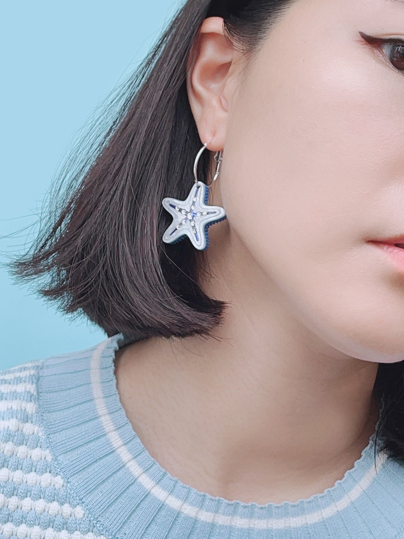 Star Fish Hoops (Blue)