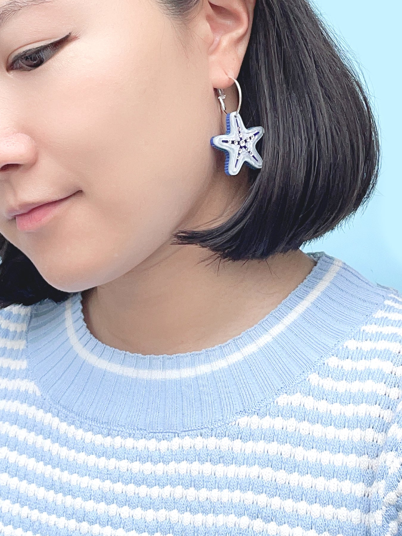 Star Fish Hoops (Blue)