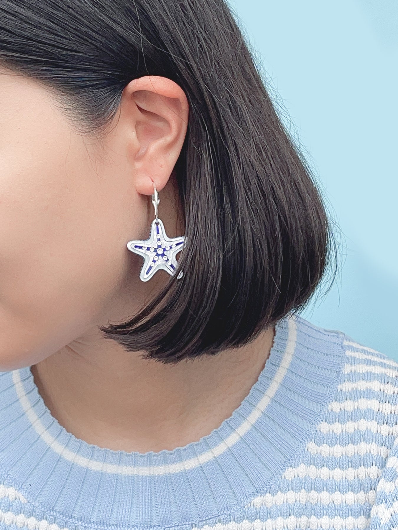 Star Fish Hoops (Blue)