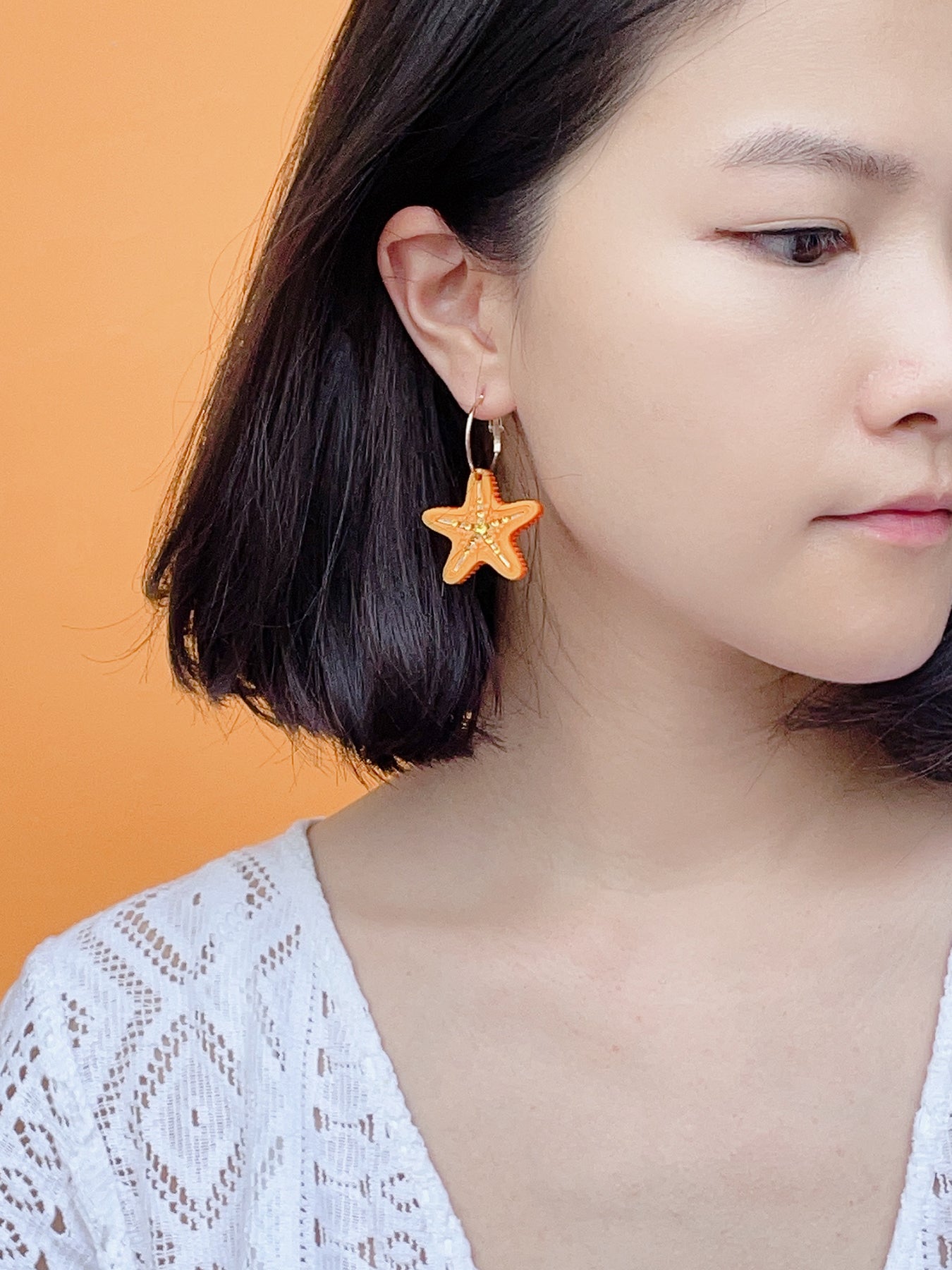 Star Fish Hoops (Orange)