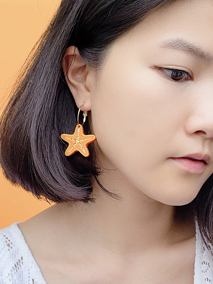 Star Fish Hoops (Orange)